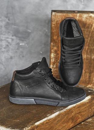 Мужские ботинки кожаные зимние черные emirro розміри 42, 43, 44 fv_002819