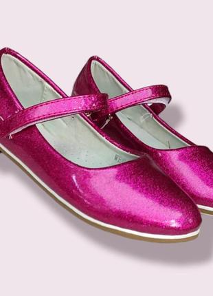 Маломер туфли лаковые малиновые блестящие для девочки с узким носком маломер9 фото