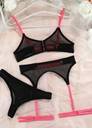 Кружевный комплект лиф трусики портупея кружевый сексуальный набор белья женское бельё