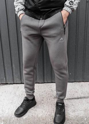 Зимние мужские спортивные штаны на флисе зимові чоллвічі спортивні штани на флісі adidas1 фото