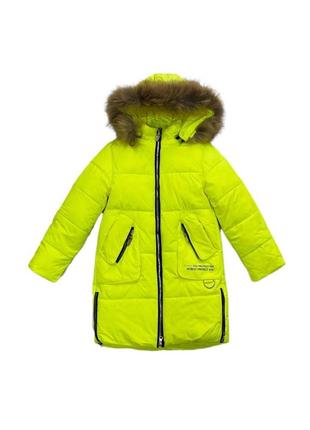 Пальто зима для девочки в лимонном кольре арт.lh23-431 фото