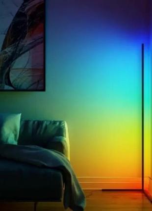 Угловая led rgb лампа торшер stand 1.2м с пультом управления подсветка комнаты...