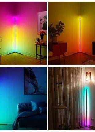 Угловая led rgb лампа торшер stand 1.2м с пультом управления подсветка комнаты...