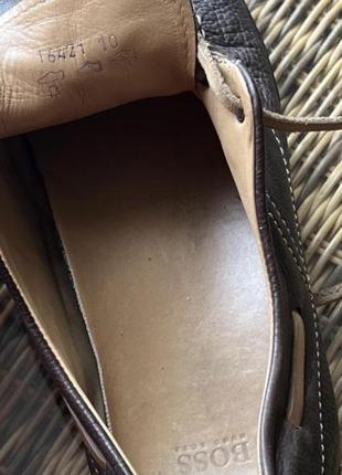 Кожаные туфли мокасины hugo boss оригинальные коричневые4 фото