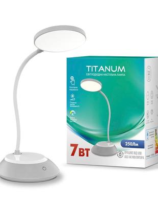 Led лампа настольная titanum tltf-022w 7w 3000-6500k usb серая