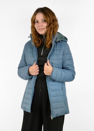 Женская демисезонная стеганая куртка на синтепоне с капюшоном tovta (венгрия)  голубой l