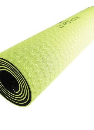 Коврик для йоги и фитнеса u-powex tpe yoga mat green/black (183х61х0.6) r_7902 фото