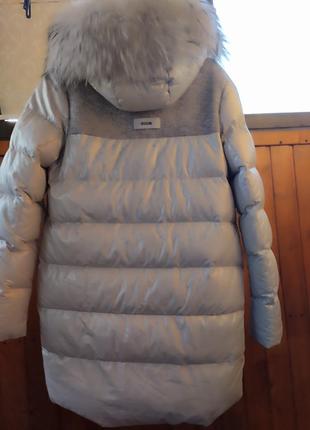 Шикарный пуховик эко кожа