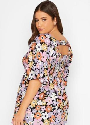 Шикарная цветочная удлиненная блуза, туника, платье с рукавами фонариками yours 54-58 размер2 фото