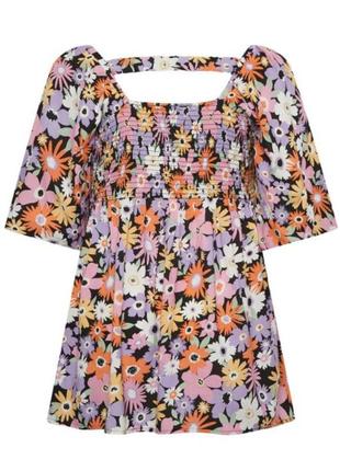 Шикарная цветочная удлиненная блуза, туника, платье с рукавами фонариками yours 54-58 размер4 фото