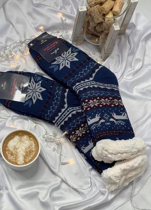 Чоловічі теплі носки валяночки на хутрі зима з гальмами 12 кольорів9 фото