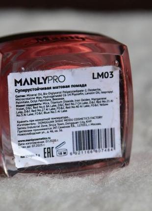 Manly pro ультрастойкая матовая помада lm033 фото