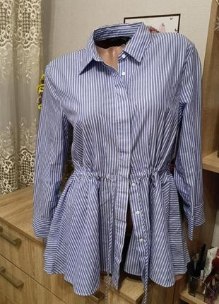 Рубашка в полоску со шнурком на талии zara,рубашка полосатая со шнуровкой