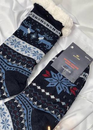 Мужские теплые носки валянки на меху зима с тормозами 12 цветов