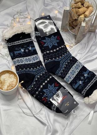 Мужские теплые носки валянки на меху зима с тормозами 12 цветов