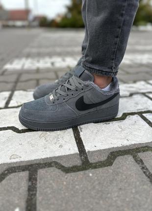 Зимние кроссовки nike air force low grey fur