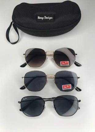 Сонцезахисні окуляри ray ban 3548 hexagonal чорний у золоті