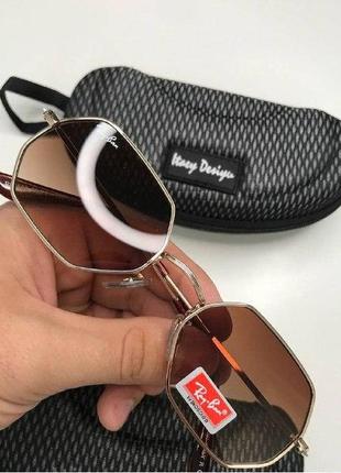 Сонцезахисні окуляри r-b octagonal шестикутні корычневая лінза градієнт