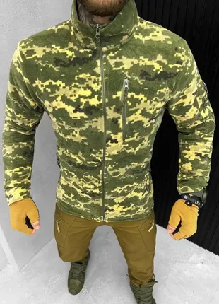 Армейская кофта на флисе пиксель , тактическая флисовка пиксель теплая флиска пиксель для зсу