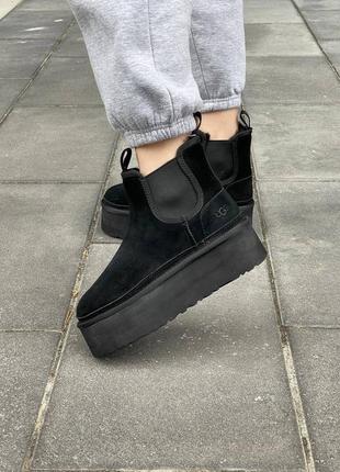 Уги ugg neumel chelsea black platform угги зимові натуральна овчина
