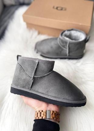 Женские ботинки ugg ultra mini vegan grey сапоги, угги зимние