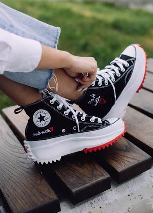 Кеды женские converse run star hike hi made with love valentines day конверс