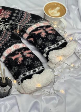 Женские подростковые теплые носки валянки на меху зима с тормозами 18 цветов5 фото