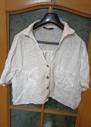 Блуза топ рубашка из льна zara,p.xl9 фото