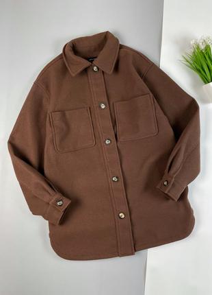 Шоколадная плотная верхняя рубашка new look, с карманами