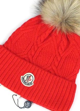 Зимние женские шапки монклер с помпоном