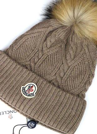 Зимние женские шапки монклер с помпоном