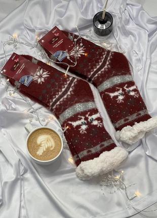 Жіночі підліткові теплі носки валяночки на хутрі зима з гальмами 18 кольорів7 фото