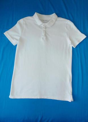 Белая футболка поло на 11-12 лет1 фото