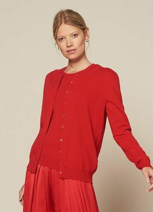 Кофта кардиган красного цвета из 100% шерсти от united colors of benetton