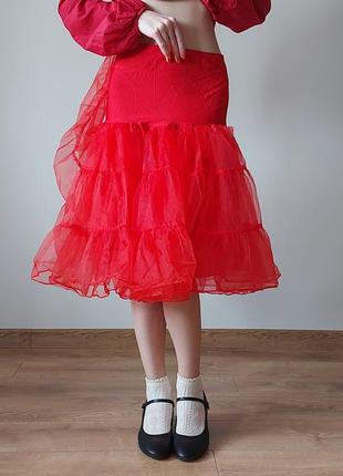 Пышный красный подъюбник, нижняя юбка, кринолин4 фото