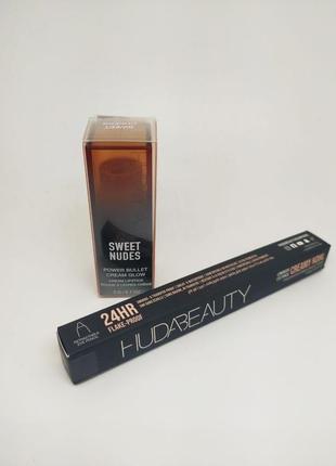Скидка! набір для обличчя huda beauty power bullet in sweet cheeks huda beauty creamy kohl eyeliner bla