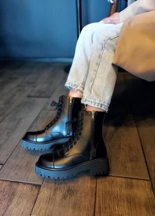 Женские ботинки balenciaga boots tractor black баленсиага трактор