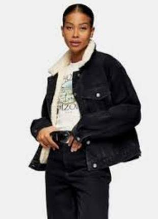 Утепленная джинсовая куртка topshop,оверсайз