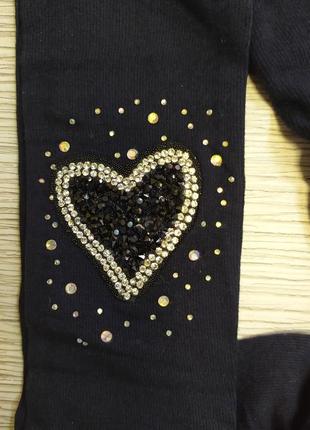 Святкові колготи сердечко з камінням