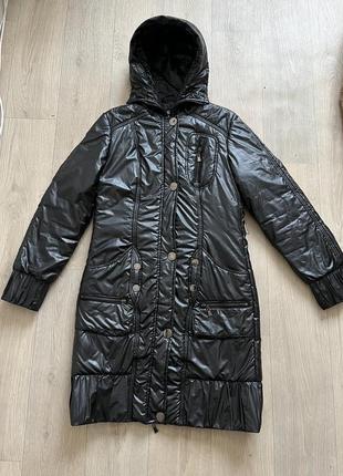 Пальто зимове чорне довге чорне пальто на зима