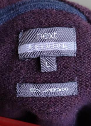 Оригинальный стильный реглан свитер джемпер полувер next premium 100% lambswool3 фото