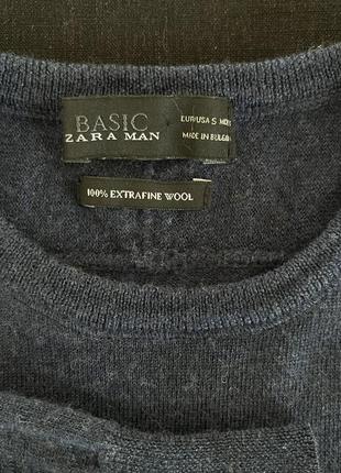 Джемпер zara, 100% экстратонкая шерсть, темно синий р.44-464 фото