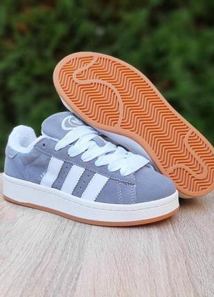 Кроссовки женские зимние adidas campus серые