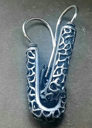 Шикарные дизайнерские авангардные серебряные 925 стильные серьги1 фото