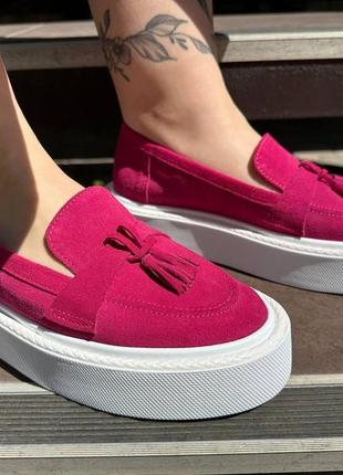 Женские мокасины натуральная замша g-ayra-462 розовые