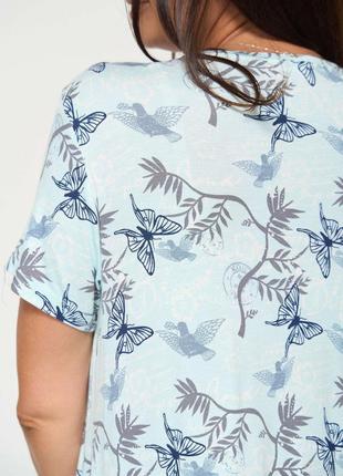 Віскозна сорочка з мереживом, батал - пташки6 фото