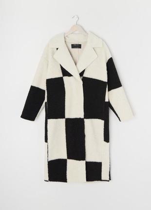 Пальто куртка косуха шахматный принт wednesday черная белая sinsay reserved h&m zara primark
