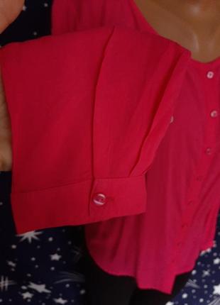 Шикарная блуза рубашка цвет фуксия малиновая ярко розовая3 фото