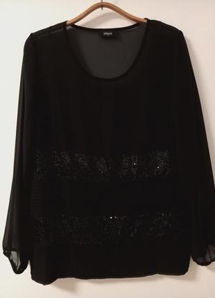 Полупрозрачная чёрная блузка с пайетками.4 фото