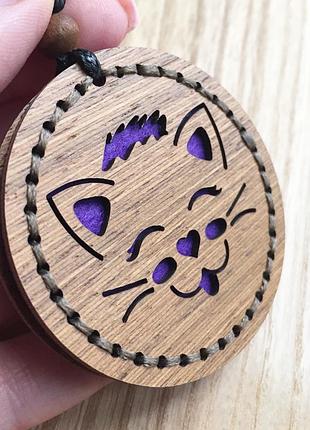 Деревянный автомобильный диффузор "смешка котика"